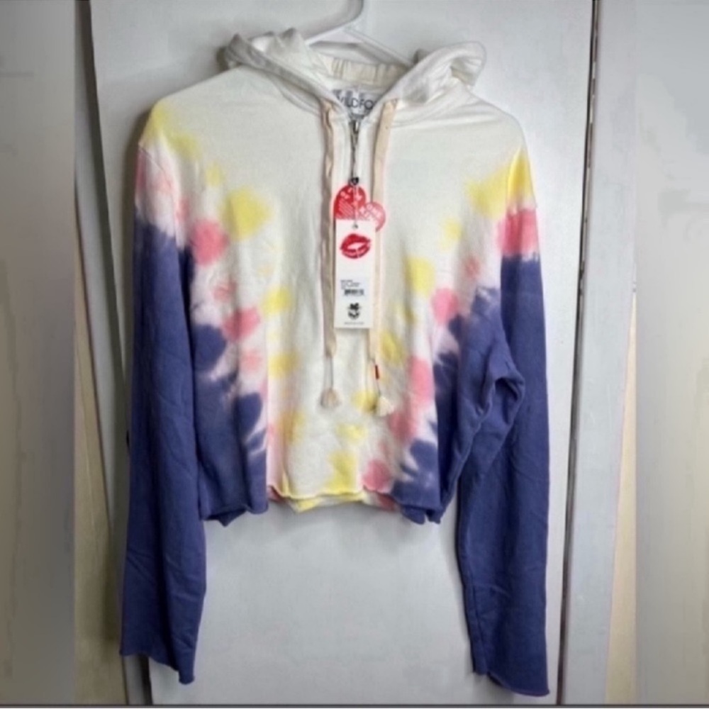 Wildfox Hadley Hoodie 3/4 Zip Edelweiss Wash Size Large NWT